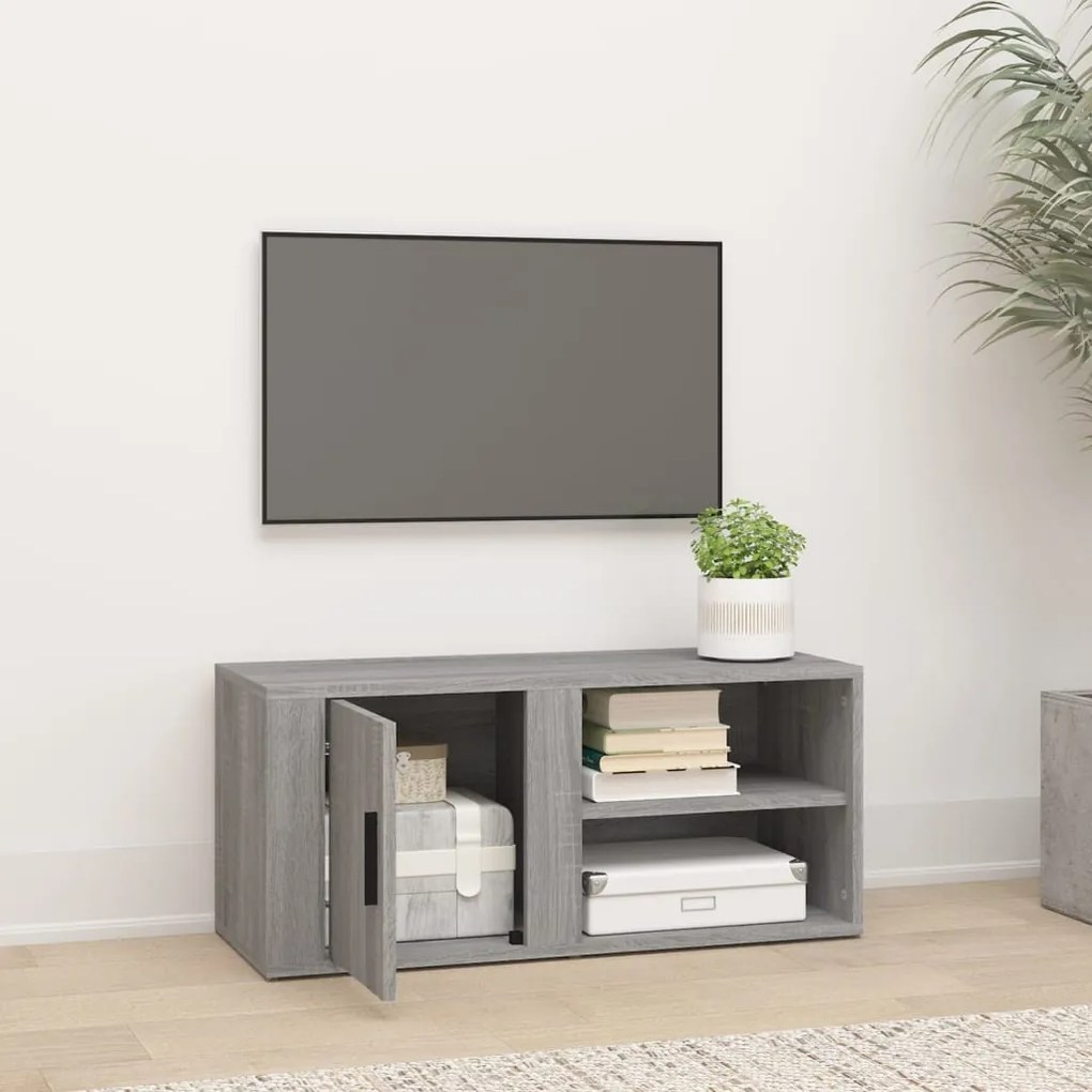 Mobile porta tv grigio sonoma 80x31,5x36 cm legno multistrato