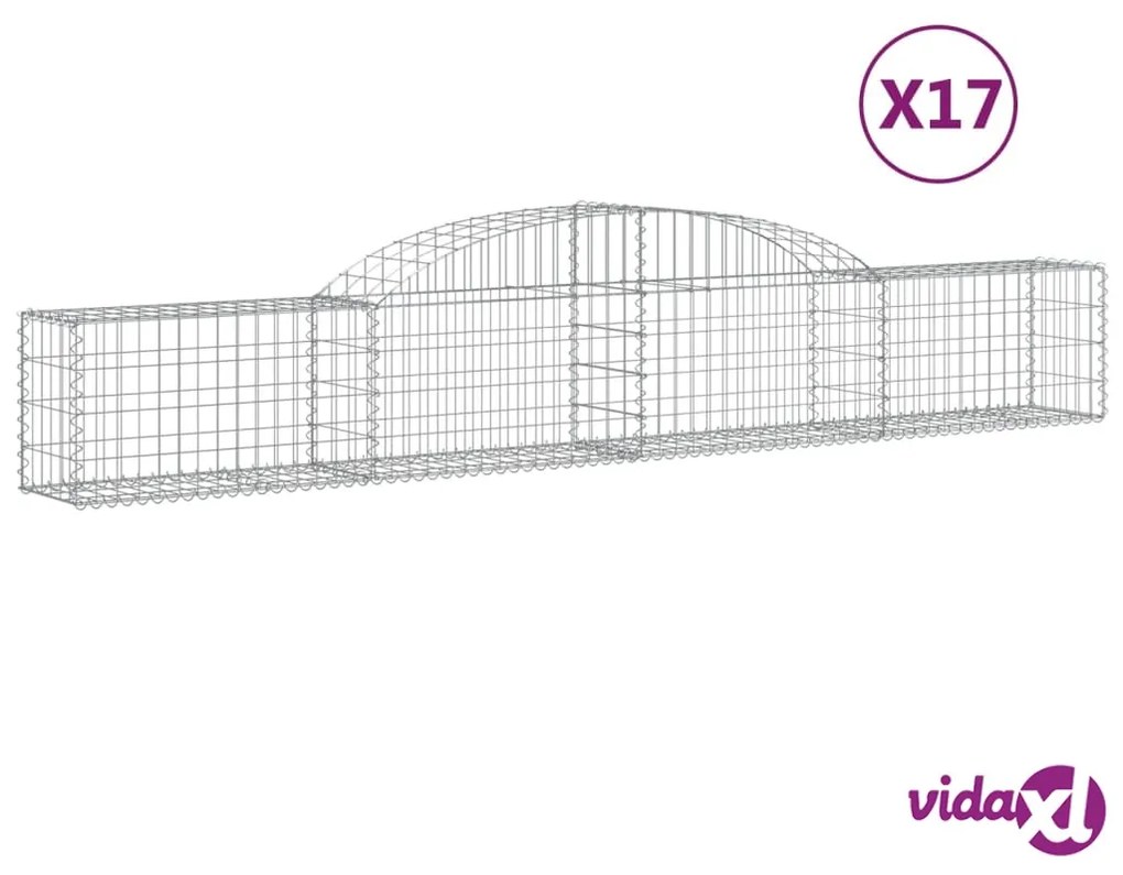 vidaXL Cesti Gabbioni ad Arco 17 pz 300x30x40/60 cm Ferro Zincato
