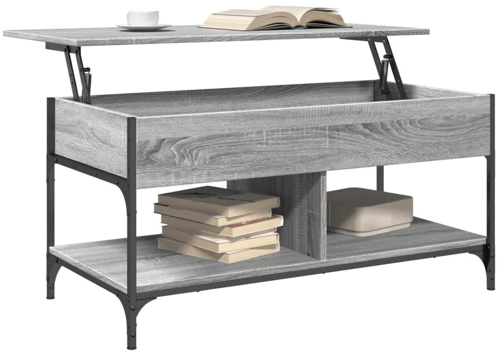 Tavolino salotto grigio sonoma 100x50x50 cm multistrato metallo