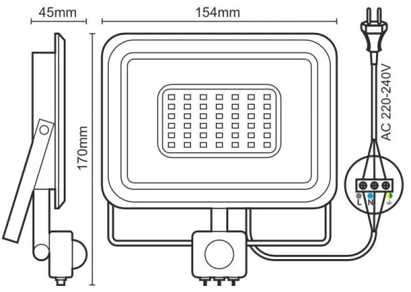 Proiettore LED con sensore LED/30W/230V 4000K IP44