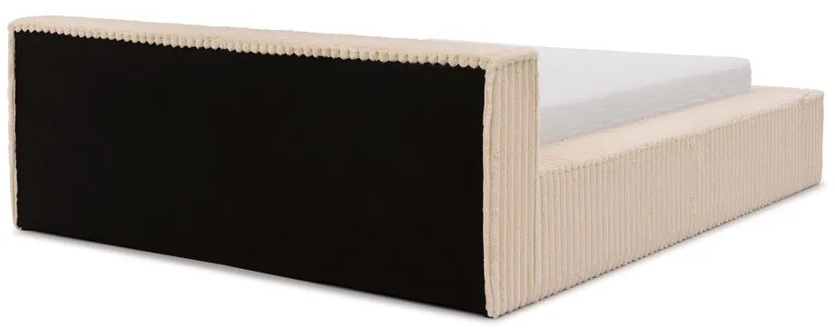 Letto matrimoniale imbottito beige con contenitore e rete inclusi 180x200 cm Cloe – Ropez