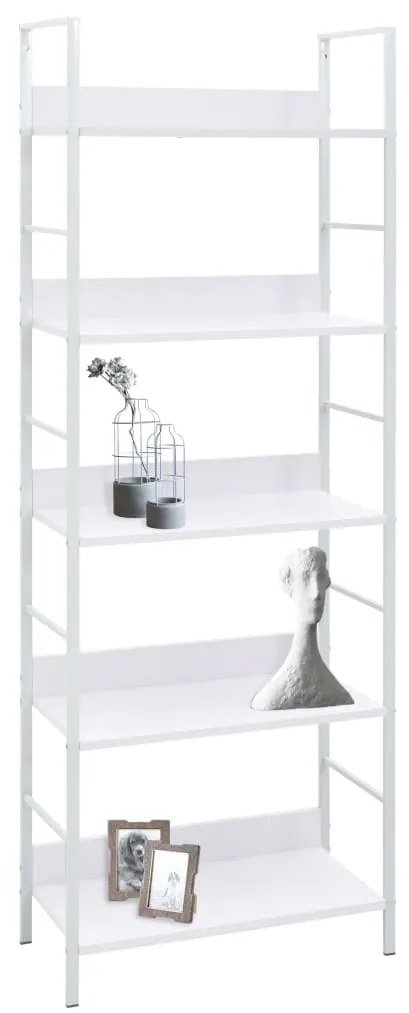 Scaffale libri 5 ripiani bianco 60x27,6x158,5 legno multistrato