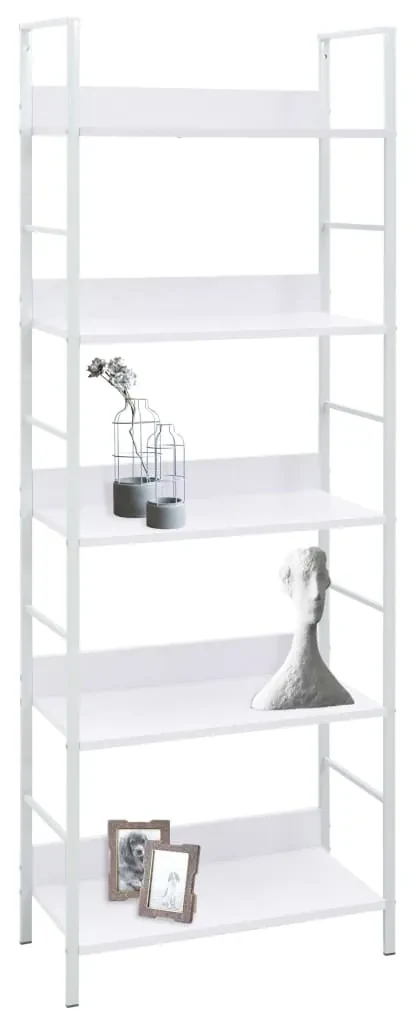 Scaffale libri 5 ripiani bianco 60x27,6x158,5 legno multistrato