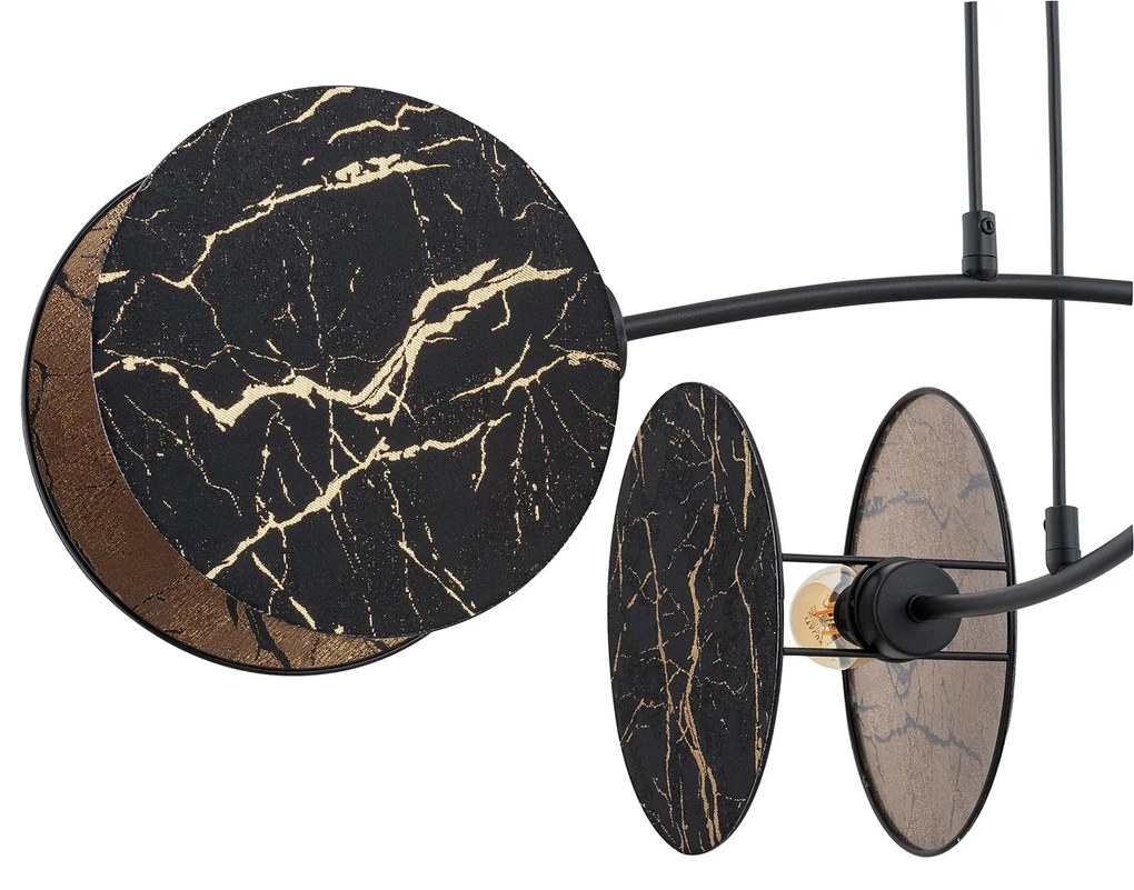 Lampada A Sospensione 4 Luci Moderna Nut In Acciaio Effetto Marmo Nero