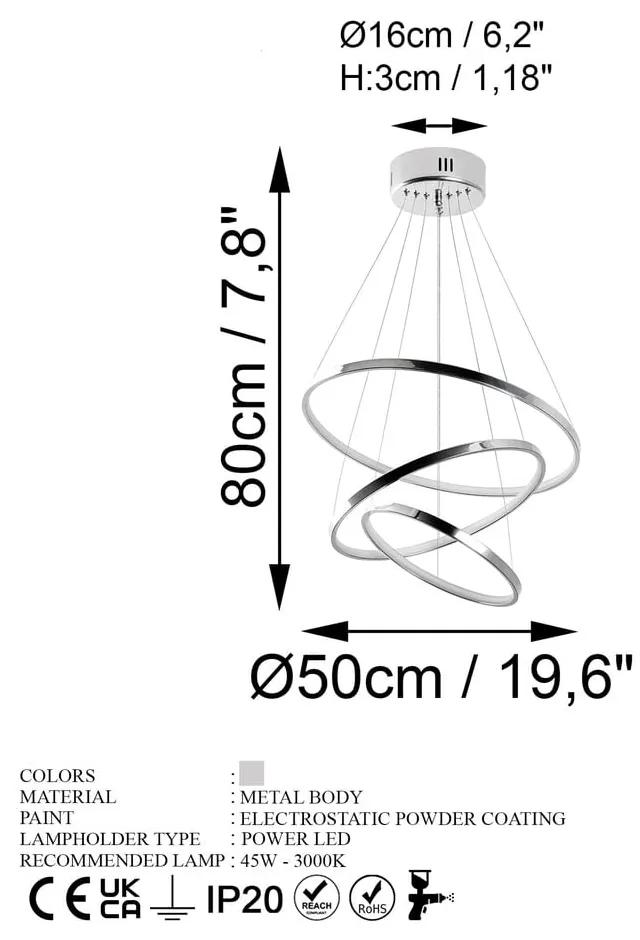 Lampada a sospensione LED in argento ø 50 cm Simit - Opviq lights