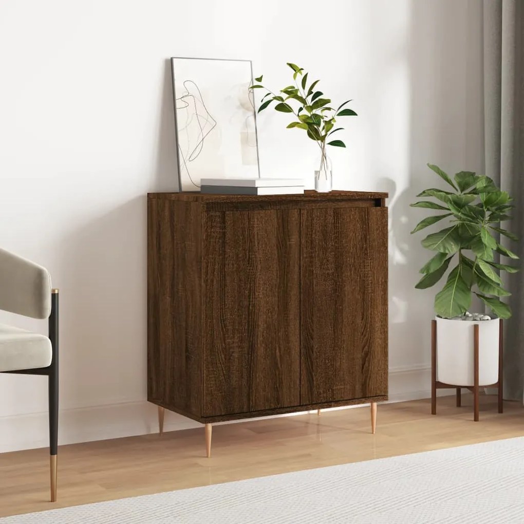 Credenza rovere marrone 60x35x70 cm in legno multistrato
