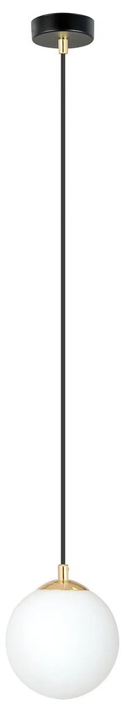 Sospensione Contemporanea Nuada 1 Luce In Acciaio Nero/Oro Sfera Vetro Bianco