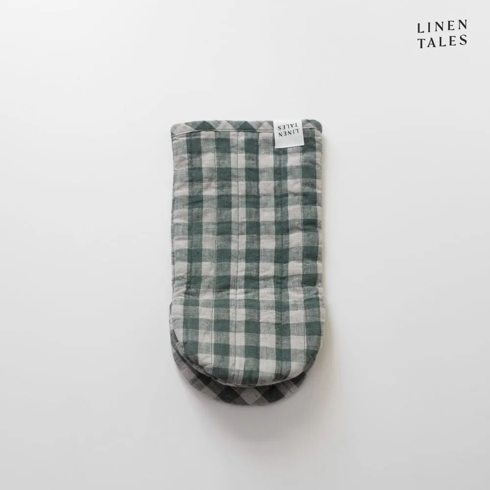 Guanto da forno in lino Forest Green Gingham – Linen Tales