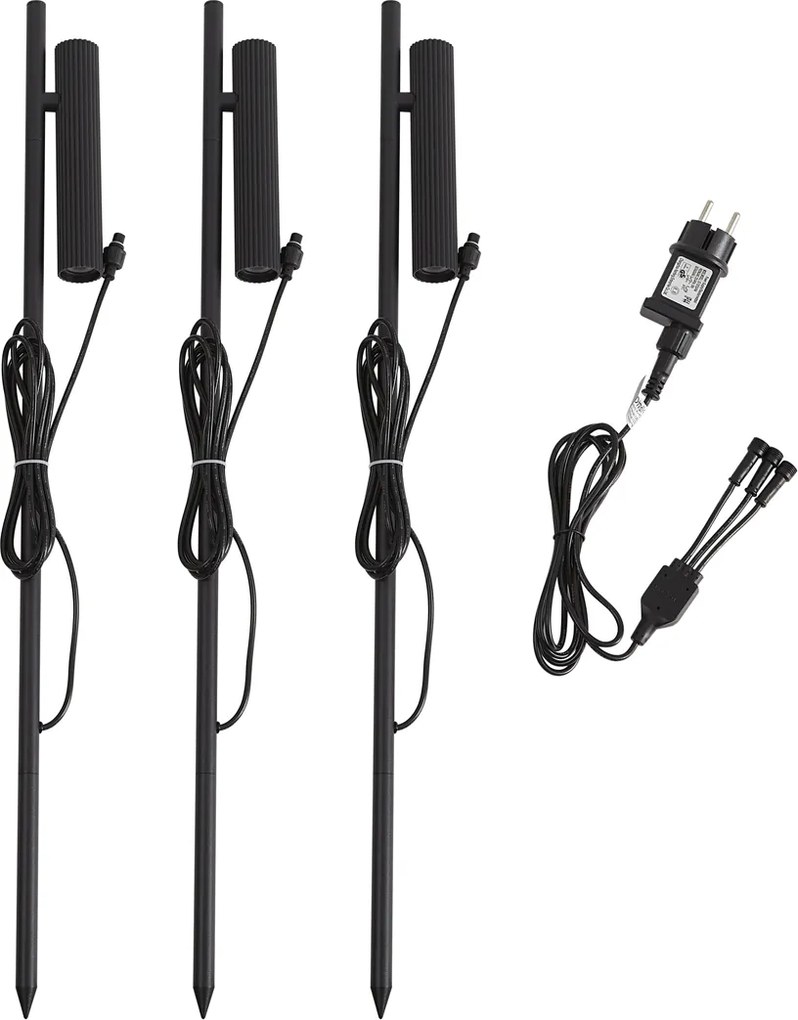 Set di 3 faretti a picchetto neri con LED IP44 - Garly Ribble