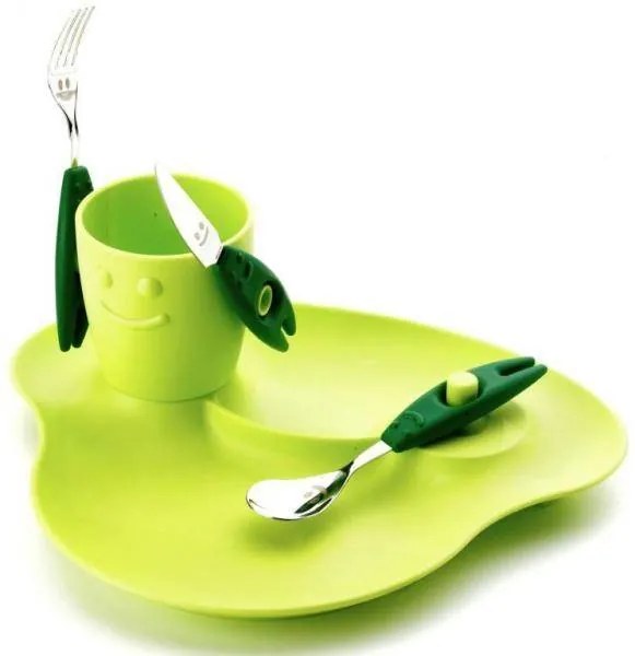 Set 5pz Pappa Bambini - Piatto, Bicchiere e Posate - Party - Rivadossi
