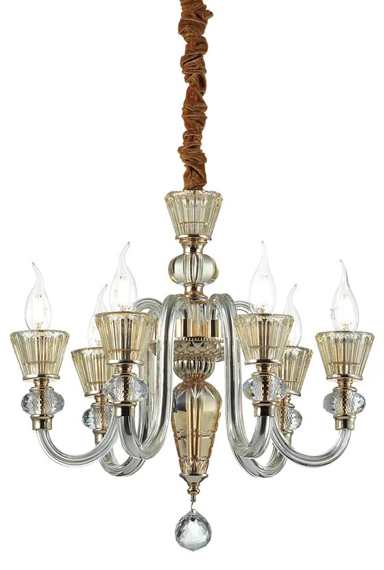 Lampadario Classico Strauss Vetro Oro 6 Luci E14