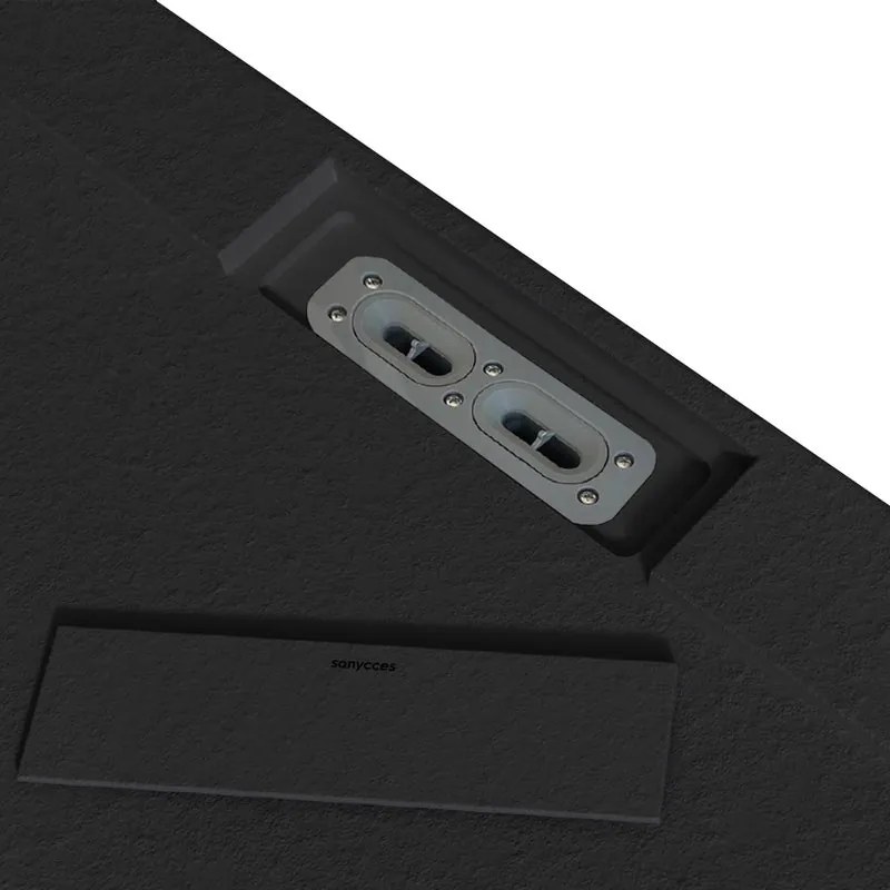 Piatto doccia SANYCCES in resina Siena nero L 80 x L 120 cm opaco effetto pietra