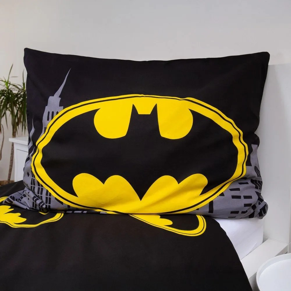 Set copripiumino e federa da bambini in cotone per letto singolo 140x200 cm Batman "The Emblem" – Jerry Fabrics