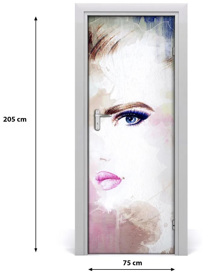 Adesivo per porta interna Donna di astrazione 75x205 cm
