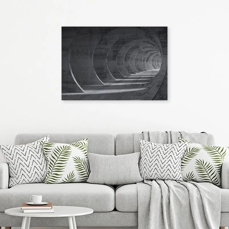 Quadro su tela, Tunnel 3D grigio  Dimensioni 120x80