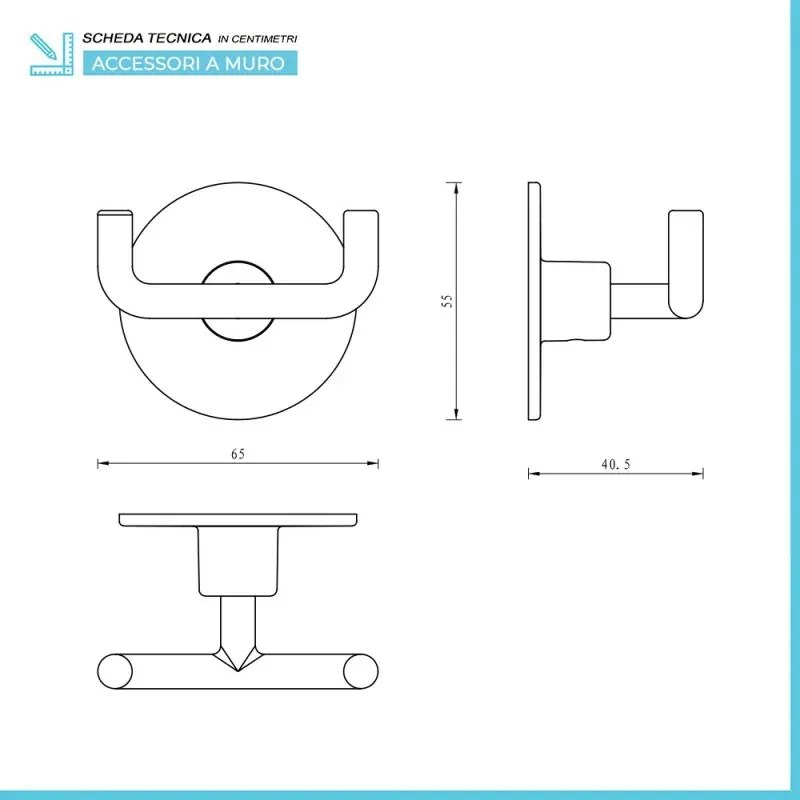 Set accessori a muro 5 pezzi in acciaio cromato e viti incluse Idea