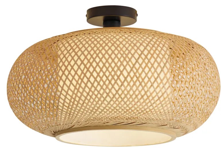 Plafoniera Japandi in bambù con interno bianco - Liva