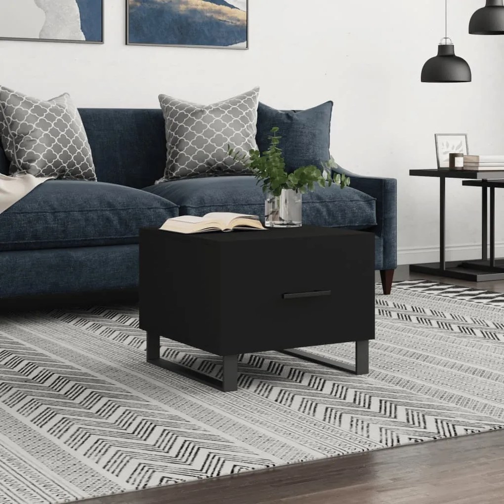 Tavolino Da Salotto Nero 50x50x40 Cm İn Legno Multistrato /