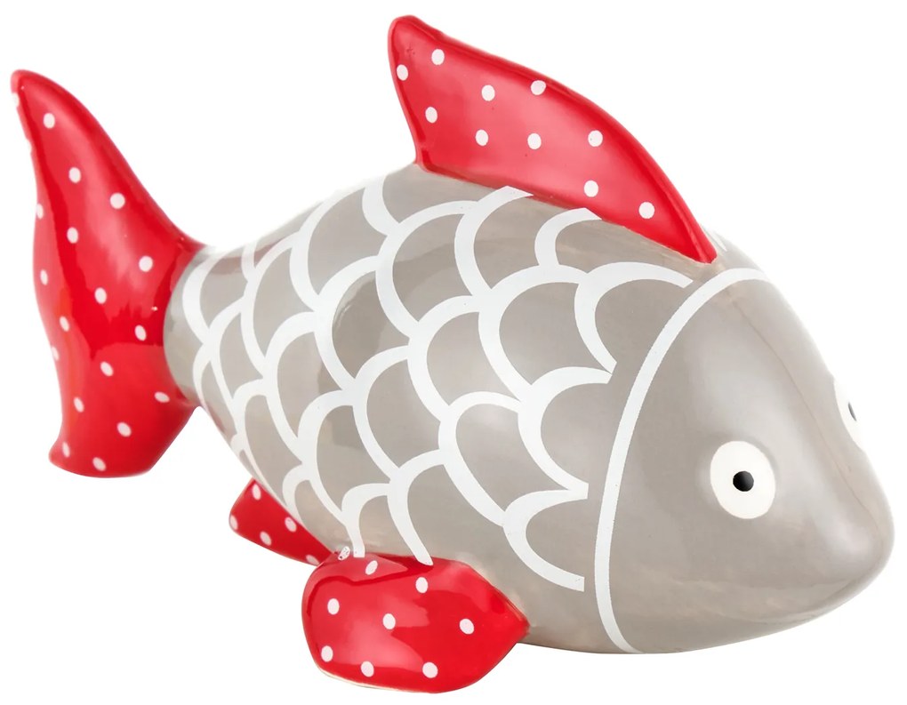 Pesce grigio decorazione in ceramica 15x9x7 cm