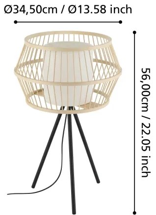 Eglo 390235 - Lampada da tavolo MONTERROSO 1xE27/40W/230V bambù