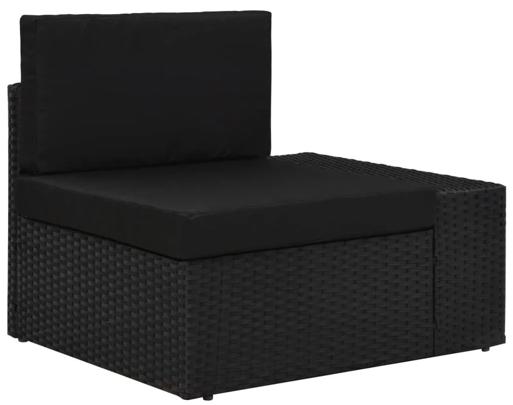 Set divani da giardino 3 pz in polyrattan nero