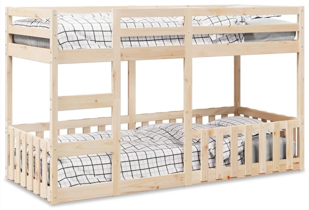 Letto A Castello 80x200 Cm İn Legno Massello Di Pino /