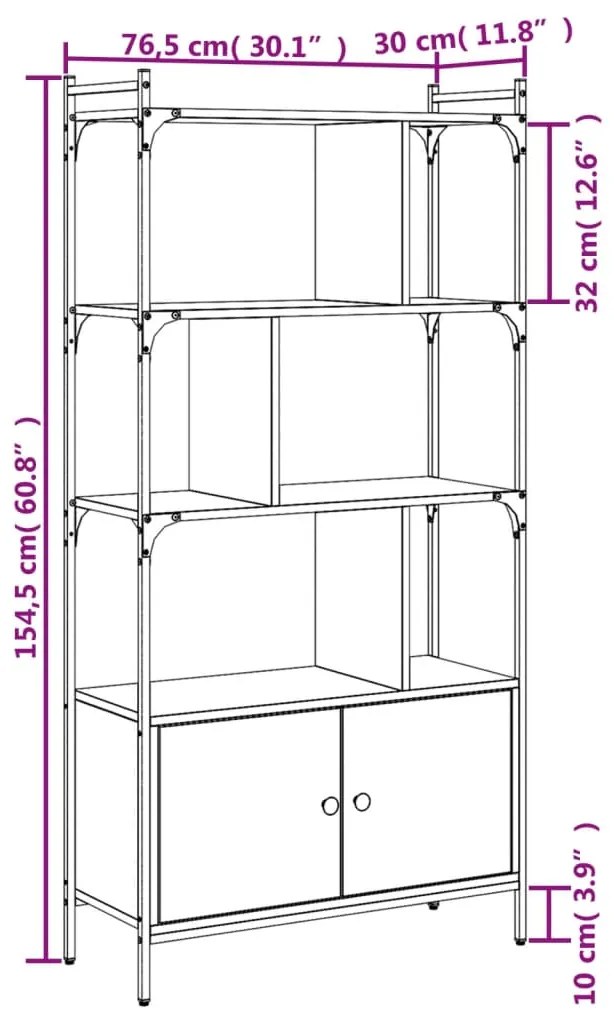 Libreria Ante Rovere Marrone 76,5x30x154,5 cm Legno Multistrato