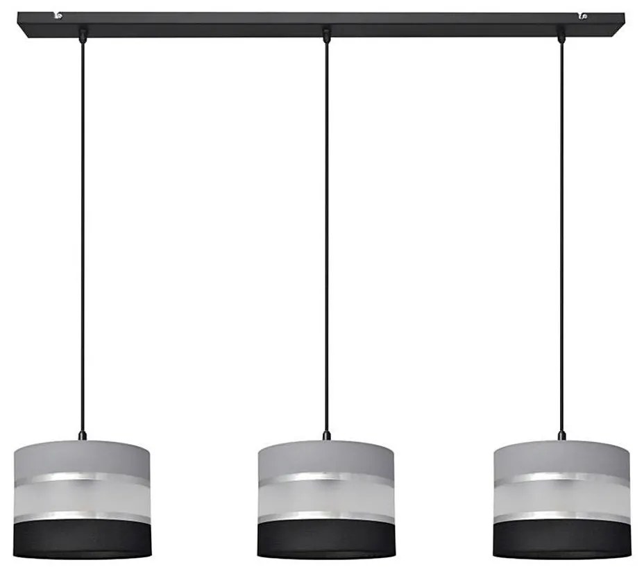 Lampadario a sospensione con filo HELEN 3xE27/15W/230V nero/grigio/argento