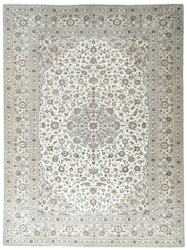 Kashan Tappeto 290x400 Beige (Iran) Annodato A Mano
