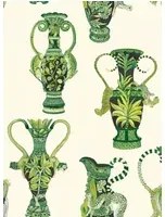 Cole & Son Carta da parati Khulu Vases - Green & White