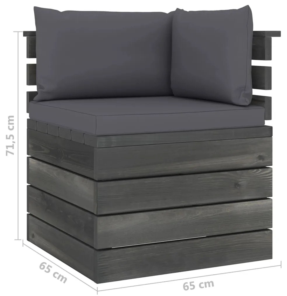 Set Divani da Giardino su Pallet 7 pz con Cuscini Massello Pino