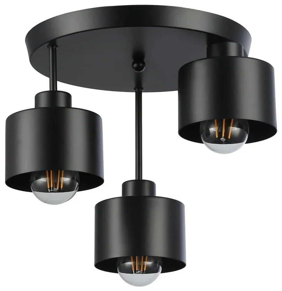 Lampadario a sospensione con supporto rigido 3xE27/35W/230V diametro 30 cm nero