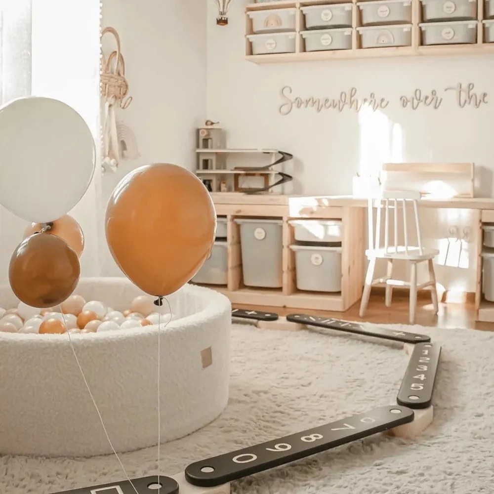 Trave di equilibrio montessori di colore naturale in pino massiccio 10x408x5 cm Montessori – Meowbaby