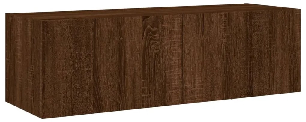 Mobile tv a parete con luci led rovere marrone 100x35x31 cm