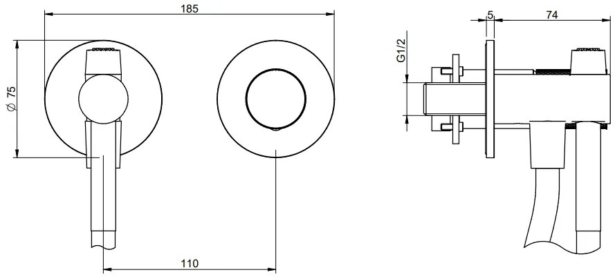 Treemme 3.6 RWIT9AD4IS04 idroscopino per bidet e wc con miscelatore senza parte incasso inox satinato