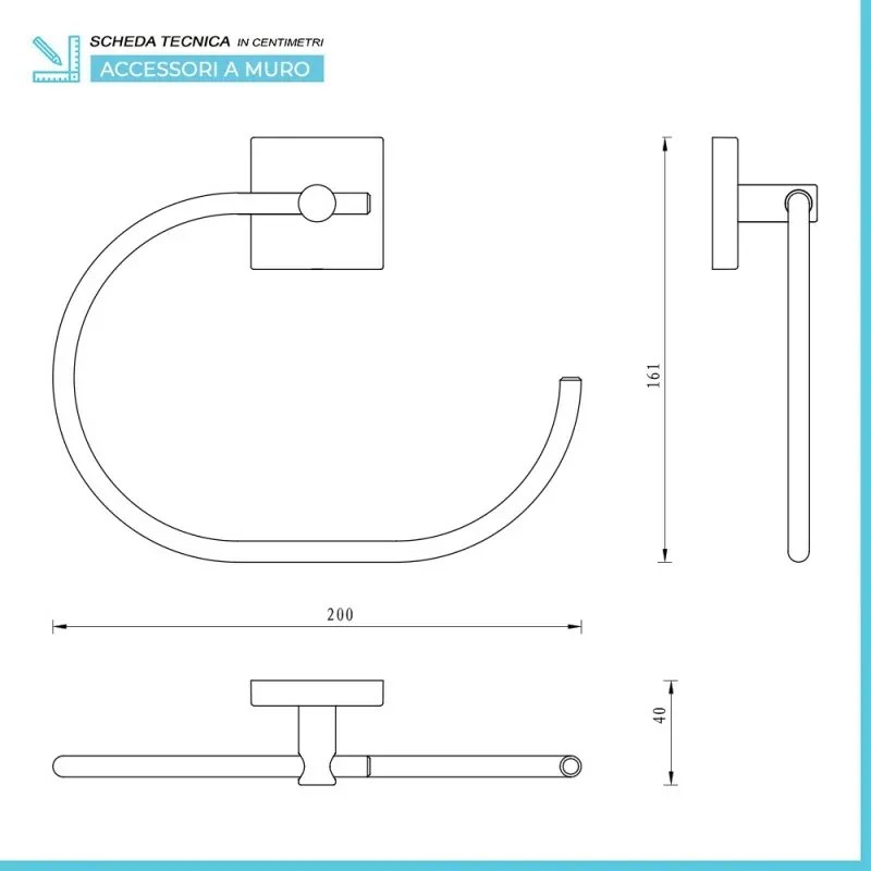 Set accessori a muro 6 pezzi in acciaio cromato e viti incluse Easy