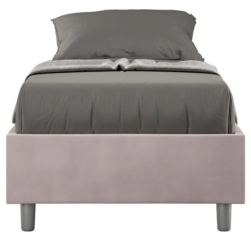 Letto singolo 80x200 imbottito senza testiera, con rete o contenitore, Glicine / Con Rete