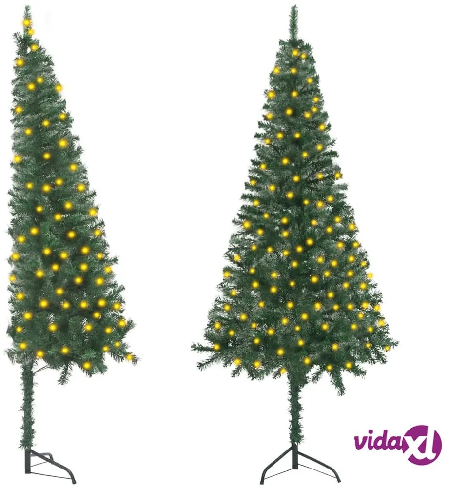 vidaXL Albero di Natale per Angolo Preiluminato 120 cm Verde PVC