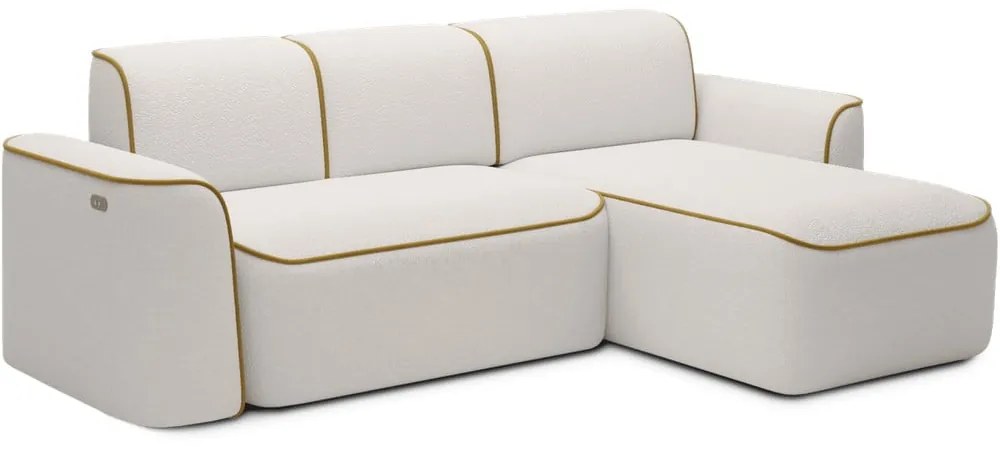 Divano angolare giallo/color crema (con penisola a destra/con chaise lounge) e rivestimento in bouclé Ume – ELTAP