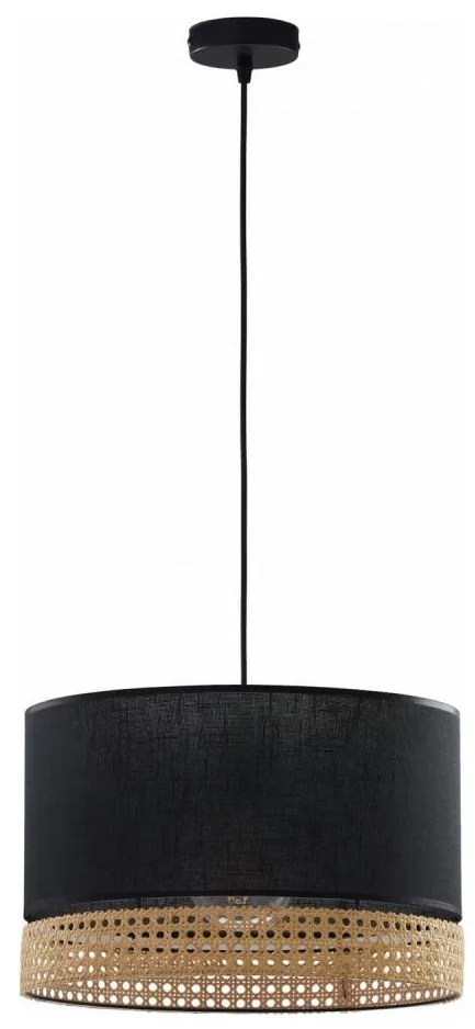 Lampadario a sospensione con filo PAGLIA 1xE27/15W/230V nero/rattan
