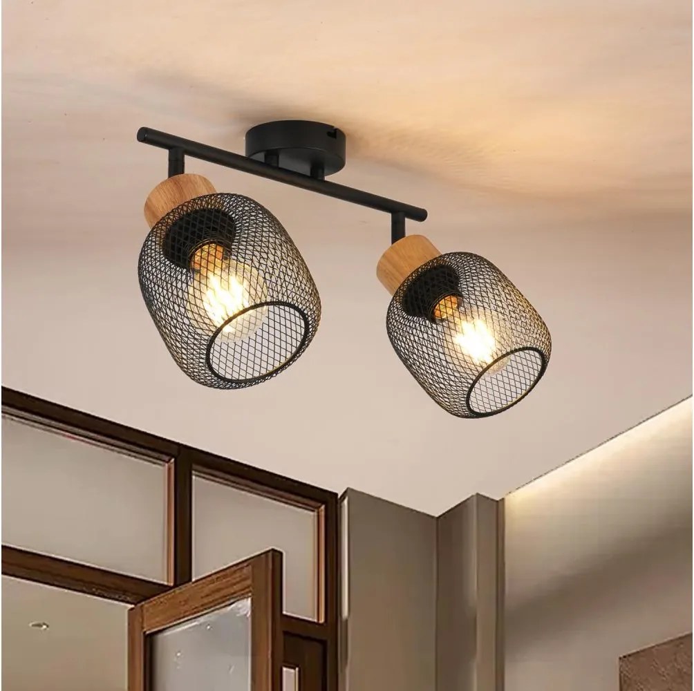 Brilagi - Faretto BASKLITE 2xE27/15W/230V legno/nero