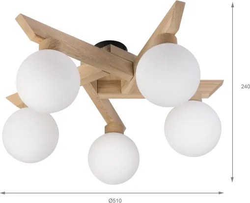 Plafoniera ANTONIO 5xG9/5W/230V rovere/bianco