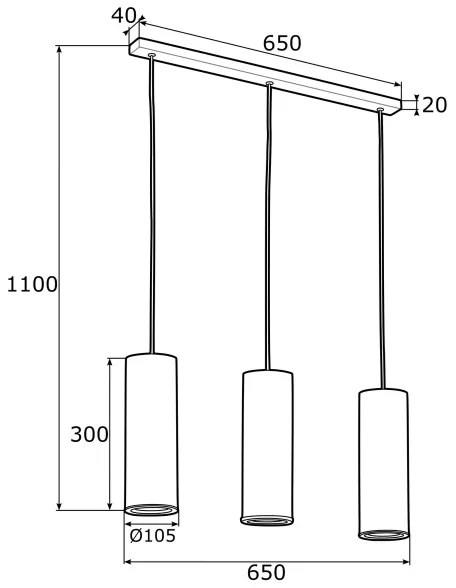 Argon 1486 - Lampadario a sospensione con filo LINEA 3xE27/15W/230V ottone/nero