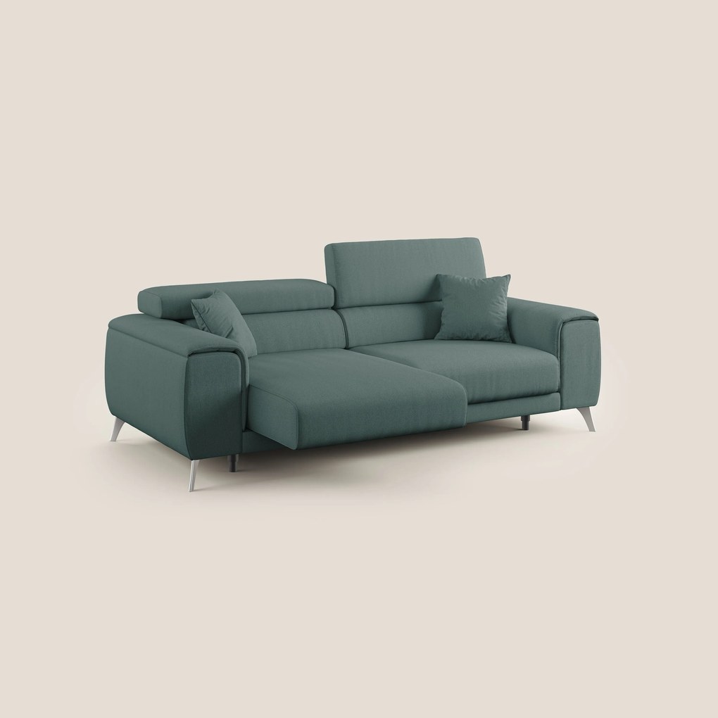 Fusion divano con sedute allungabili in tessuto smacchiabile T05 verde