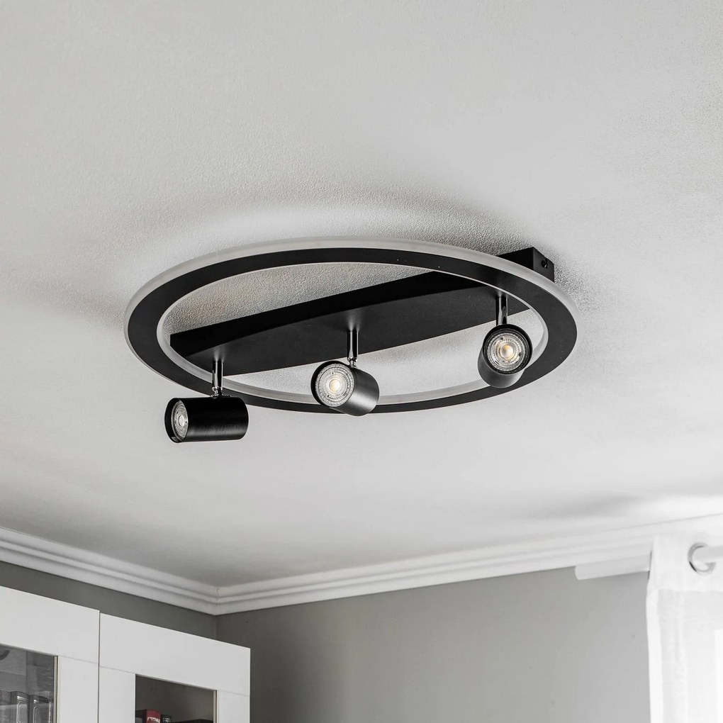 Lindby Berisha plafoniera LED, a 4 luci, nera