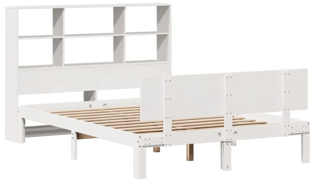 Letto libreria senza materasso bianco 140x190 cm legno di pino