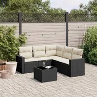 Set Divano da Giardino 6 pz con Cuscini Nero in Polyrattan 3218946