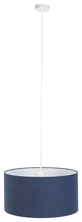 Lampada a sospensione moderna bianca con paralume blu antico 50 cm - Combi 1