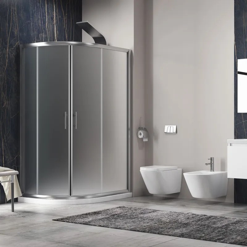 Box doccia stondato 100x80cm vetro satinato KAM-K270 - KAMALU