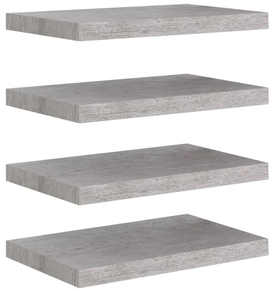 Scaffali a parete 4 pz grigio cemento 50x23x3,8 cm in mdf